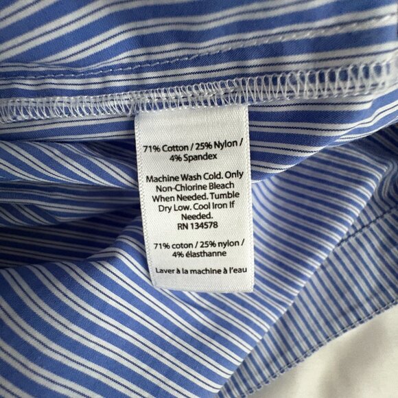 Vineyard Vines Top Women's Blue Striped Off The Shoulder Poplin Small - Picture 6 of 6